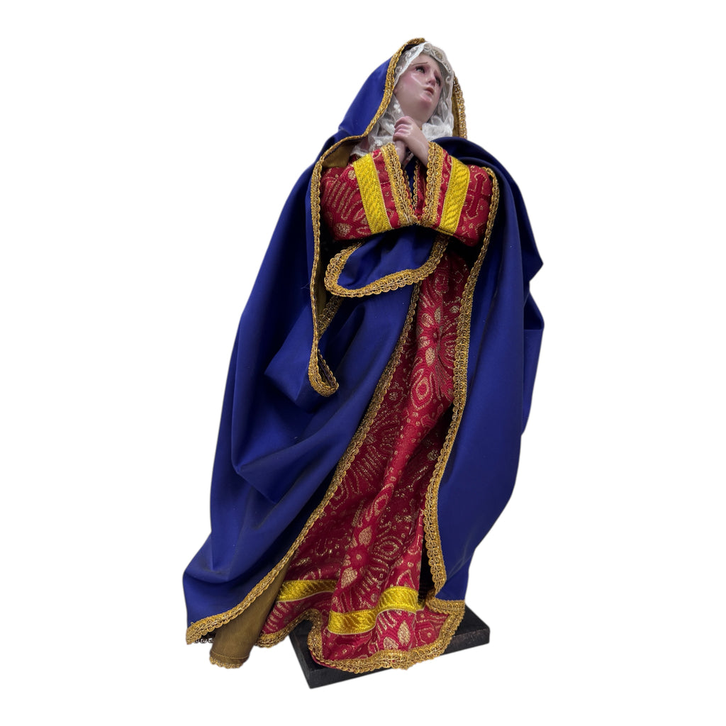 Virgen De Los Dolores 52cm  Óleo Bruñido