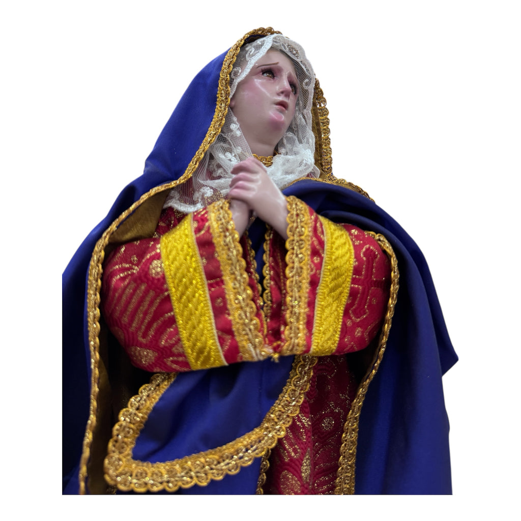 Virgen De Los Dolores 52cm  Óleo Bruñido