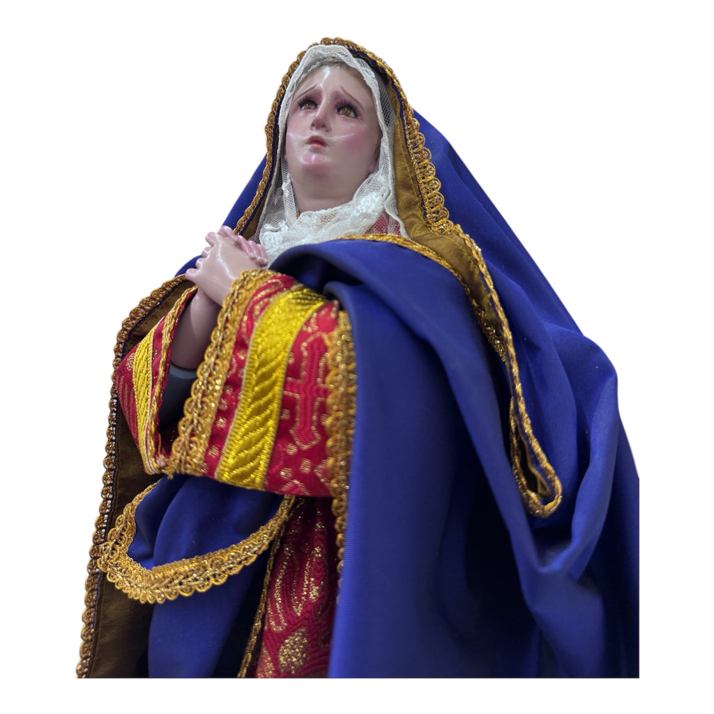 Virgen De Los Dolores 52cm  Óleo Bruñido