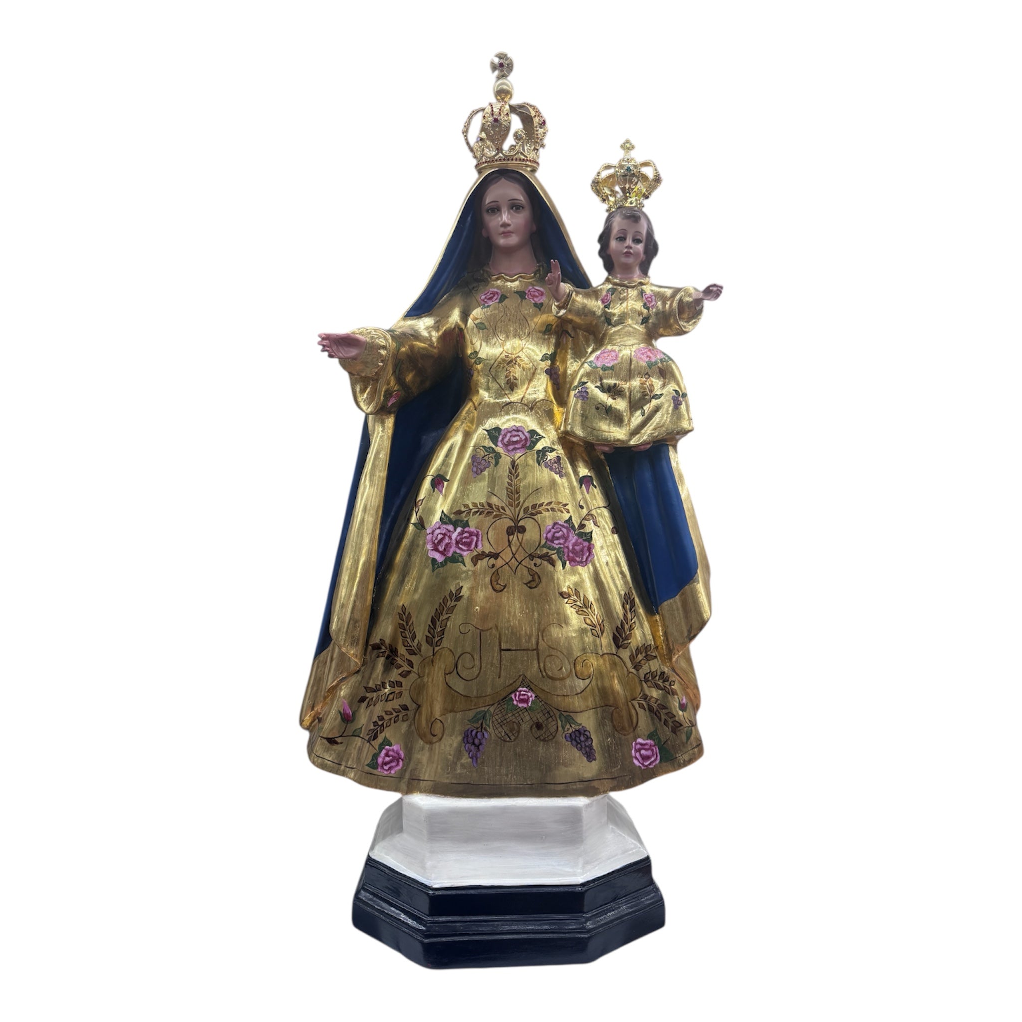 Virgen De La Candelaria En Hoja De Oro Y Acabado Fino 108cm