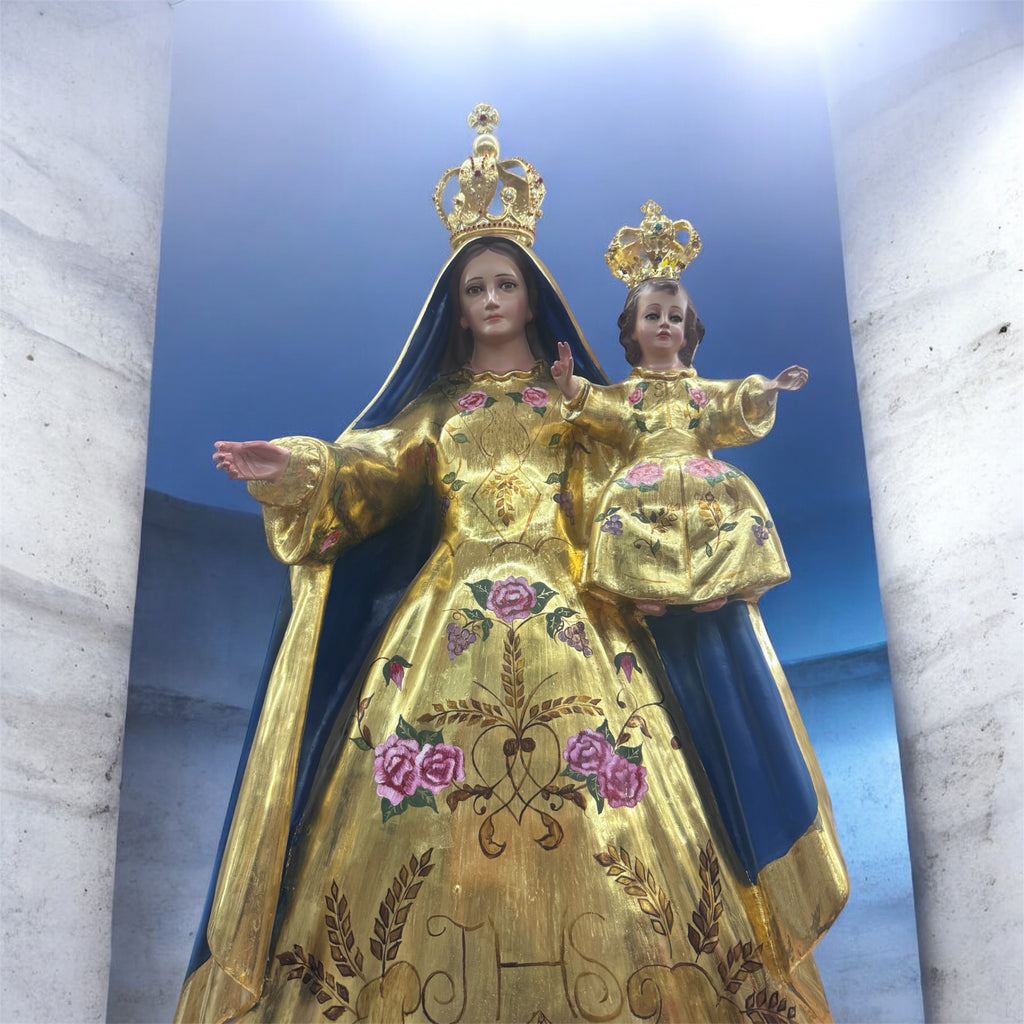 Virgen De La Candelaria En Hoja De Oro Y Acabado Fino 108cm