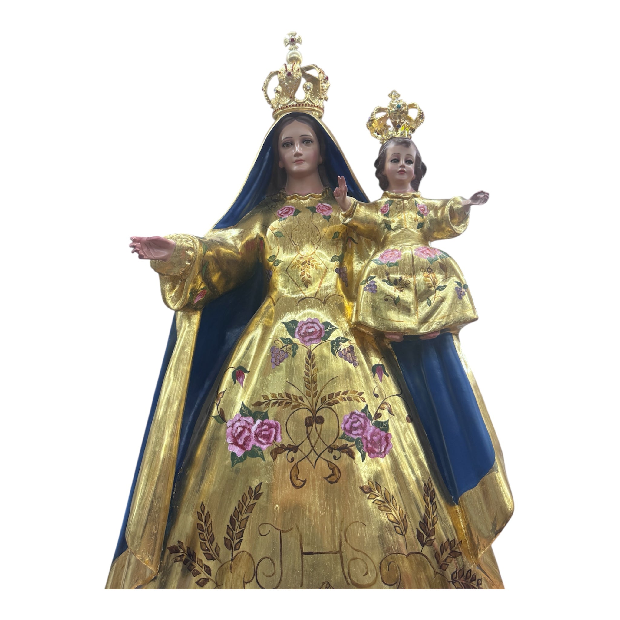 Virgen De La Candelaria En Hoja De Oro Y Acabado Fino 108cm