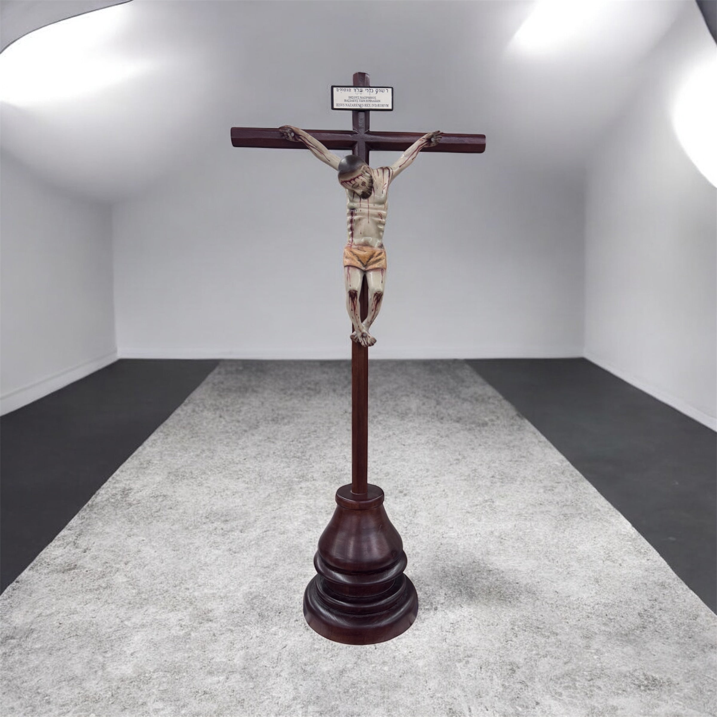 Cristo señor de chalma De Base Tallado En Cedro Rojo 64cm