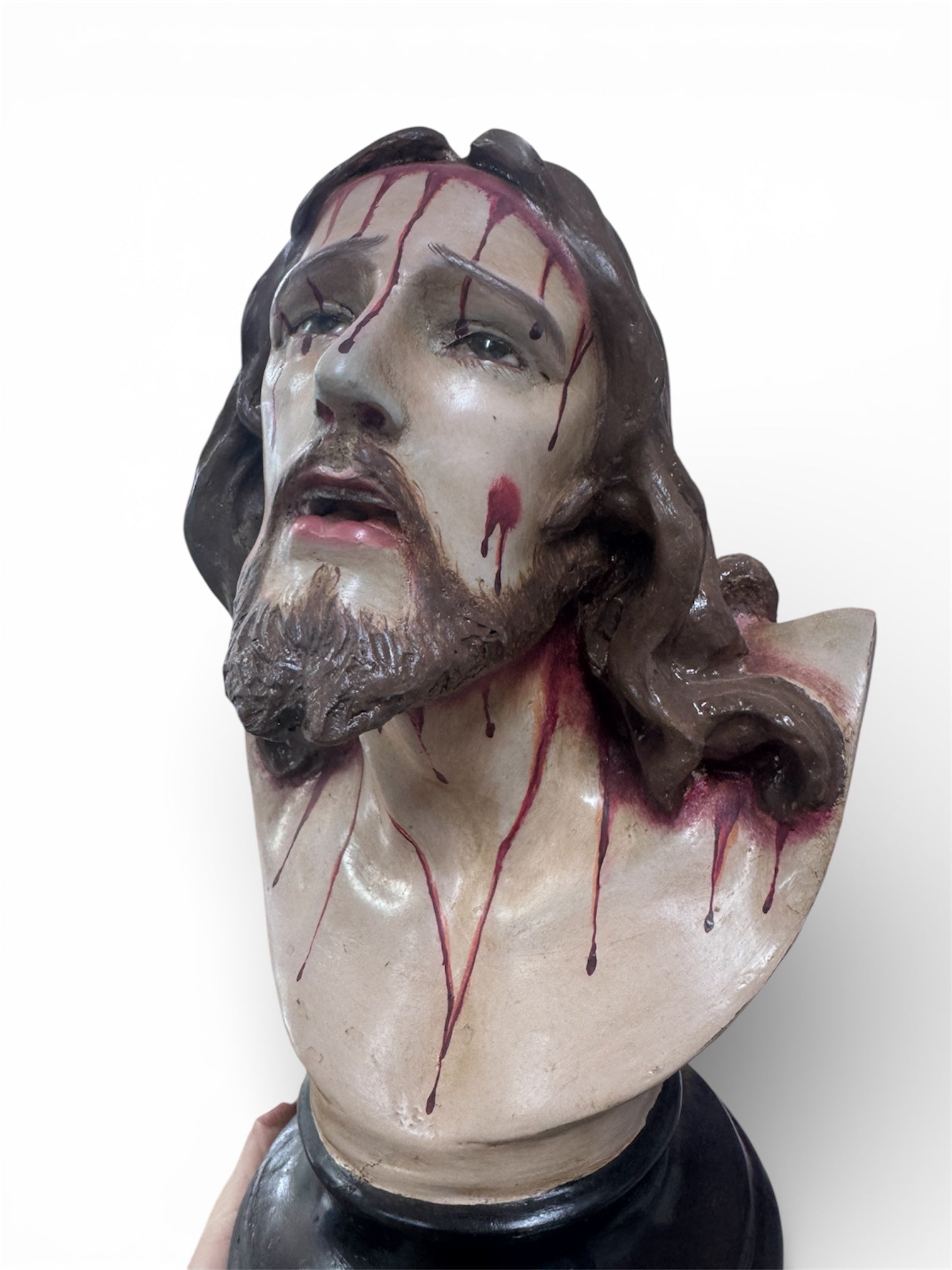 Cristo De Limpias Busto 30cm óleo bruñido
