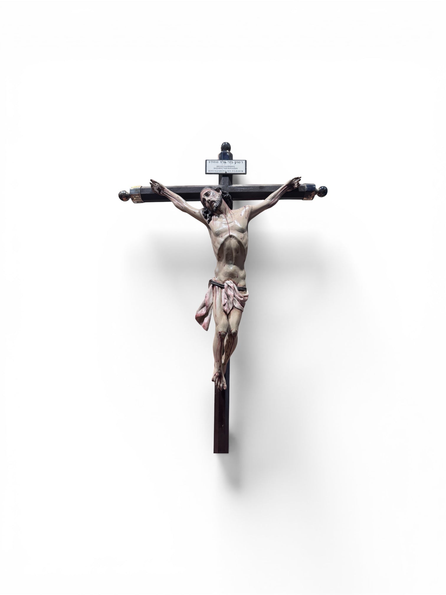 Cristo Talla En Madera Policromada  76cm Altura Total