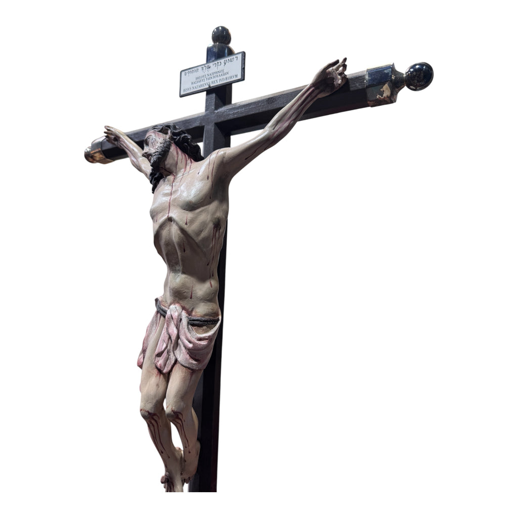 Cristo Talla En Madera Policromada  76cm Altura Total