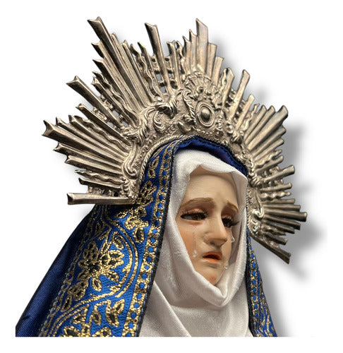 Virgen De Los Dolores O Dolorosa, Madera Acces En Plata 52cm
