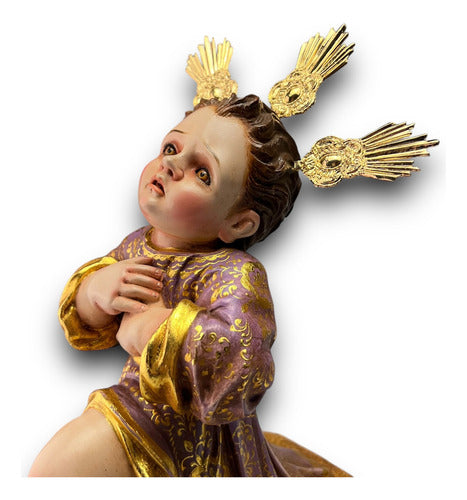 Niño Jesús Pasionista Nazareno Talla En Madera Estofado 25cm