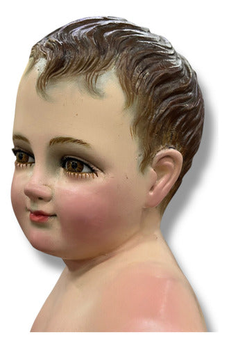 Niño Dios Talla En Madera De Cedro, Acabado Bruñido 32cm