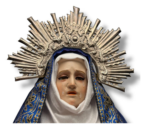 Virgen De Los Dolores O Dolorosa, Madera Acces En Plata 52cm