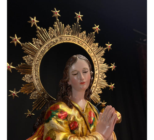 Inmaculada Concepcion De Maria  Talla  Madera 87cm Oro Fino