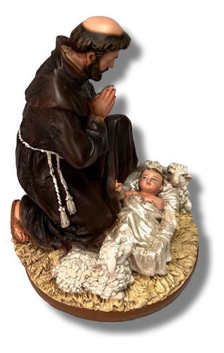 Figura De San Francisco De Asís Con Niño Dios 20 Cm