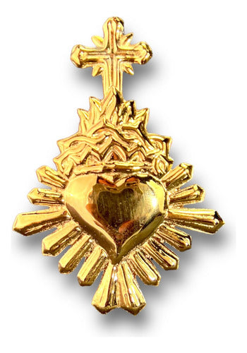 Dije Corazón Con Cruz En Baño De Oro 9 Cm X 6.5 Cm