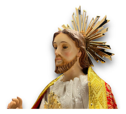 Sagrado Corazón De Jesús De Vestir Talla En Madera 40cm