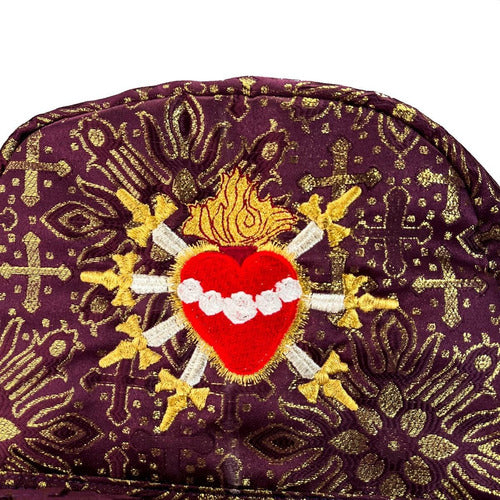 Mochila Sacristía Brocado Y Bordada  Corazon 7 Dagas