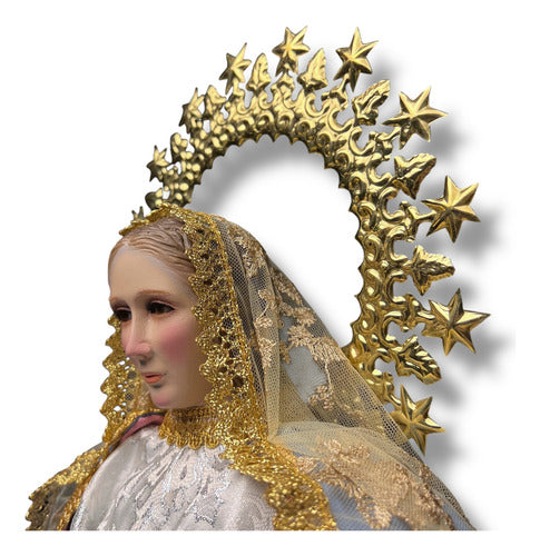 Virgen De La Encarnación Para Vestir Y Bruñida 70cm