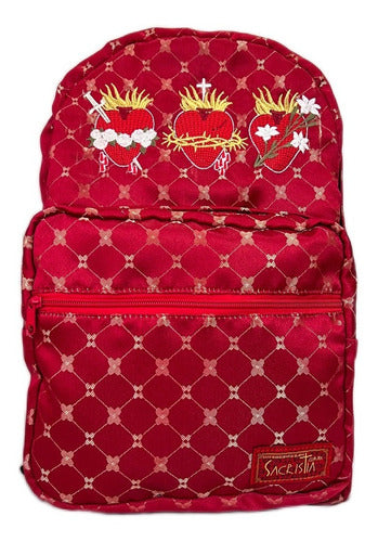 Mochila Sacristía Bordada Tres Corazones