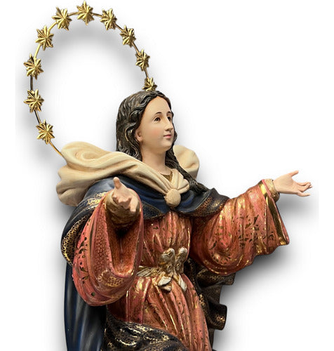 Asunción De La Virgen María En Madera Y Hoja De Oro 54cm