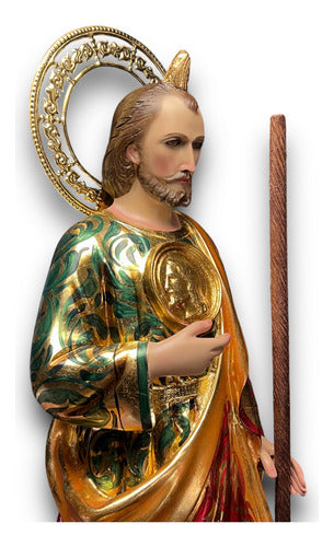 San Judas Tadeo 88cm Al Óleo Hoja De Oro Tipo San Hipolito