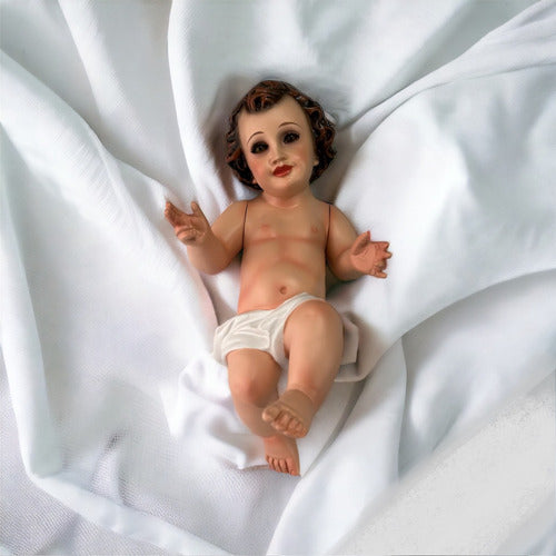 Niño Dios En Resina Con Brazos Articulados 30 Cm