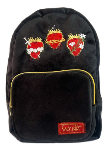 Mochila Mini Sacristía Bordada 3 Corazones