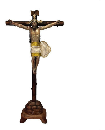 Cristo De Base  Articulado De Brazos Talla En Cedro 110