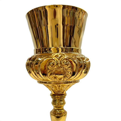 Caliz De Alpaca Dorada Pieza Única Cincelado A Mano 23.5cm