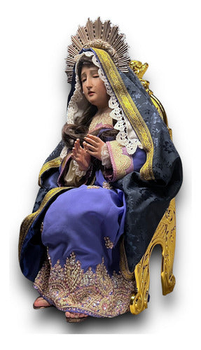 Virgen De Los Dolores Articulada Tallada En Madera 64cm