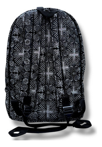 Mochila Sacristía En Tela Brocada Roja Con El Corazón De Jesús Bordado