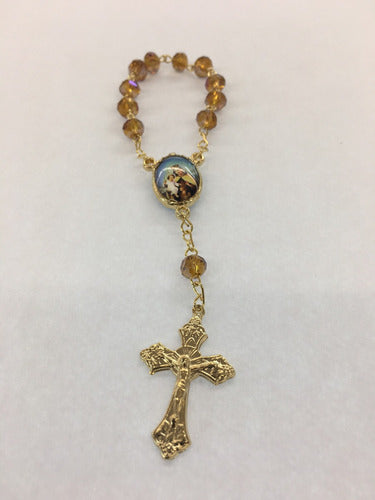 Decenario Virgen Del Carmen Cristal Con Baño De Oro