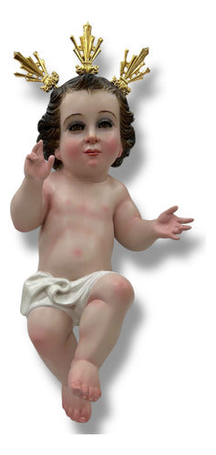 Niño Dios Con Potencias Tallado En Cedro 34cm