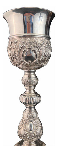 Caliz De Plata Pieza Única Cincelado A Mano 28cm
