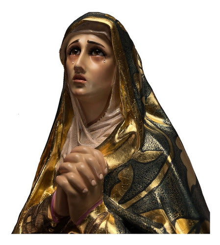 Virgen Dolorosa De 105cm Policromía Al Óleo Y Hoja De Oro