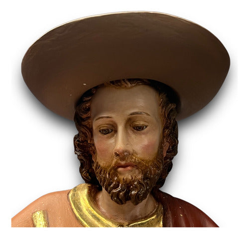 Santiago Peregrino Talla En Madera Decorado En Oro Fino 43cm