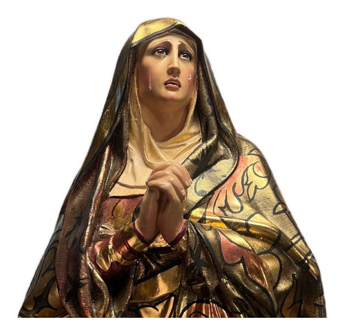 Virgen De Los Dolores De 121cm Policromado Y Estofado En Oro