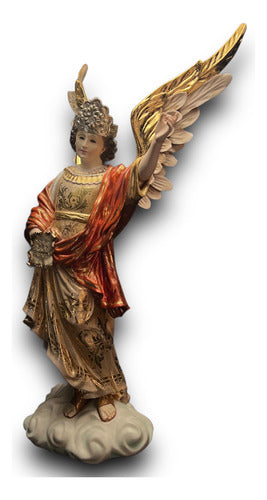 San Gabriel Arcángel En Madera Estofado En Oro Fino 46cm