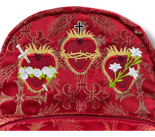 Mochila Sacristía Bordada Tres Corazones Barroca