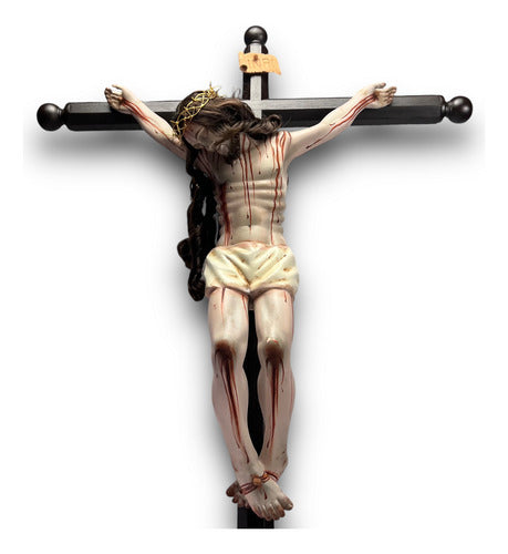 Cristo Muerto Tallado En Madera Acabado Bruñido 77cm