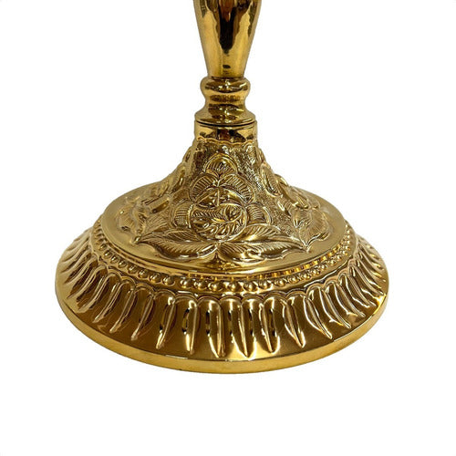 Caliz De Alpaca Dorada Pieza Única Cincelado A Mano 23.5cm