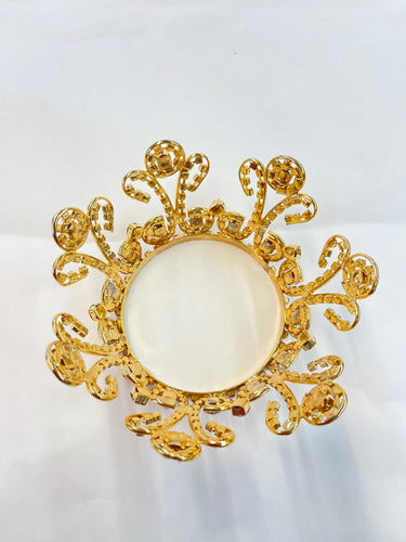 Corona Reinal #7 Bañada En Oro Cristal Cortado