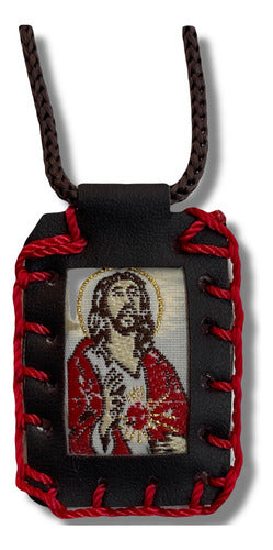 Escapulario Sagrado Corazon  Con Virgen De Guadalupe Bordado