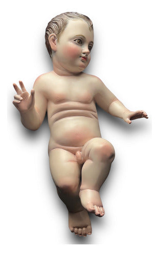 Niño Dios Talla En Madera De Cedro, Acabado Bruñido 32cm