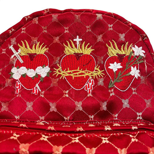 Mochila Sacristía Bordada Tres Corazones
