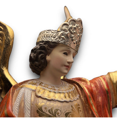 San Gabriel Arcángel En Madera Estofado En Oro Fino 46cm