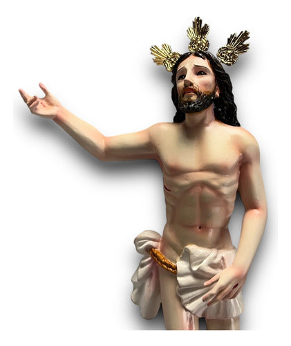 Cristo Resucitado Tallado En Madera 36cm