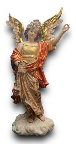 San Gabriel Arcángel En Madera Estofado En Oro Fino 46cm