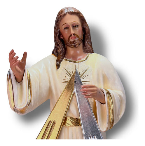 Señor De La Misericordia Al Óleo Manos Desmontables 130cm