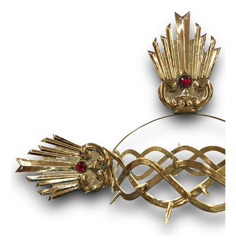 Corona De Espinas Fina Con 3 Potencias Bañada En Oro #17