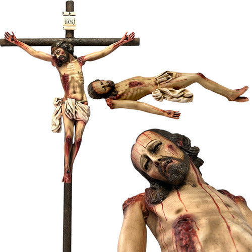 Cristo Crucificado 80cm Desmontable Para Santo Entierro 40cm