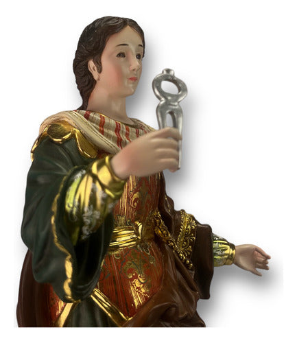 Santa Apolonia Tallada En Madera Con Oro Fino 40cm